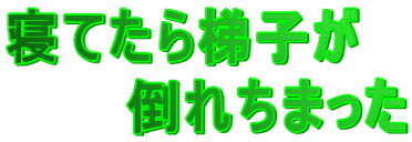 寝てたら梯子が 　　　倒れちまった